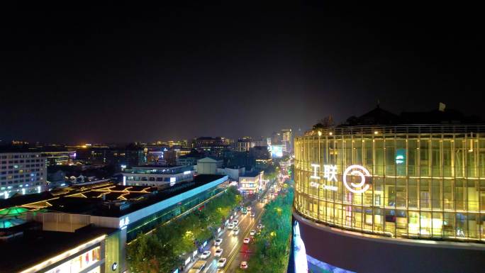 杭州西湖龙翔桥步行街夜晚夜景