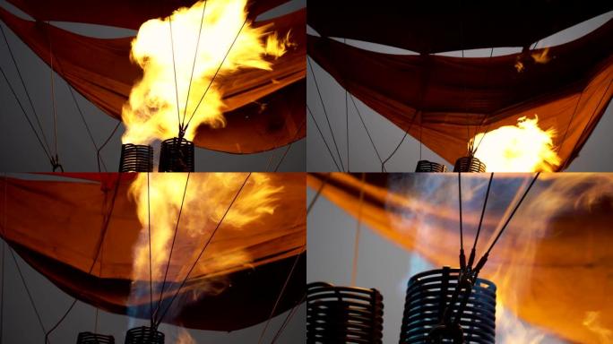 用燃气燃烧器加热的热气球飞行