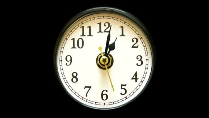 时钟面视图与快速移动的时钟指针时间推移。时间耗尽概念。表业务计时器的延时。每一分钟都很重要。4k。