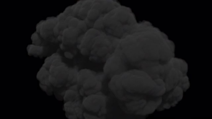 带有浓浓的黑烟的爆炸，带有alpha通道的孤立黑色背景上的爆炸，火和燃料的爆炸，真实气体的巨大爆炸。