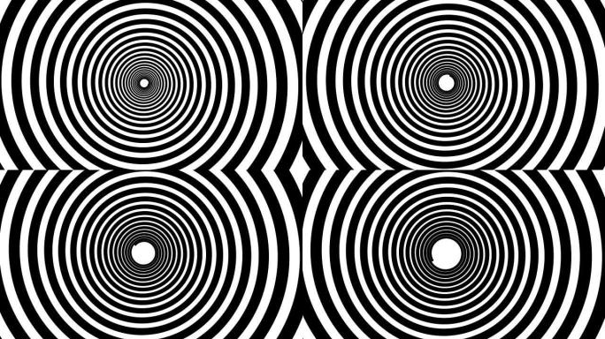 螺旋催眠动画。黑白循环。动画。