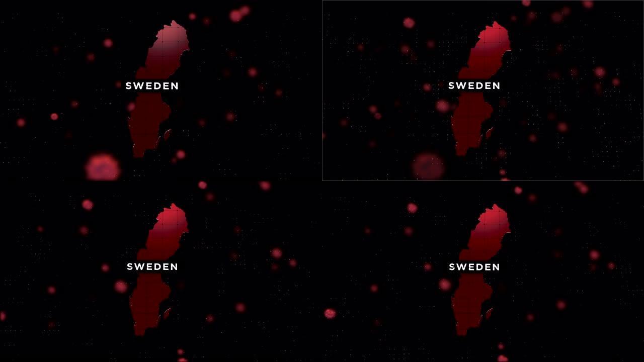 4k冠状病毒爆发与瑞典地图冠状病毒概念