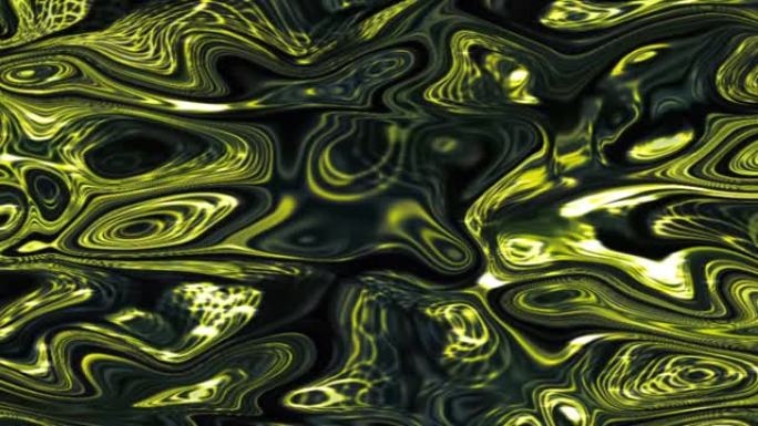 闪耀的抽象视频，发光的光线以流动的水的形式控制着全彩的微妙运动