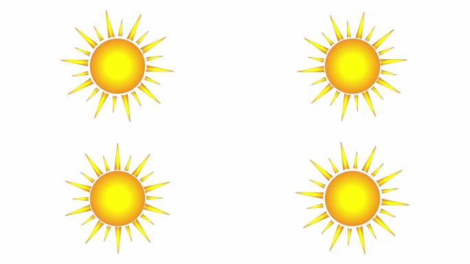 太阳矢量图形图标，简单的按钮动画，脉冲和旋转光线