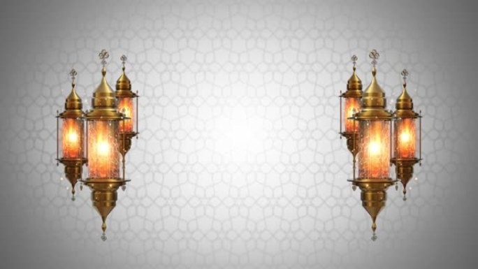 阿拉伯金色斋月灯笼与伊斯兰装饰背景