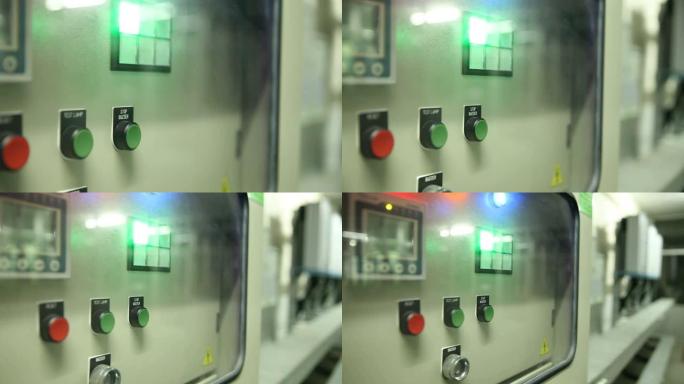 工厂太阳能电池电能存储罐控制箱中的三个按钮