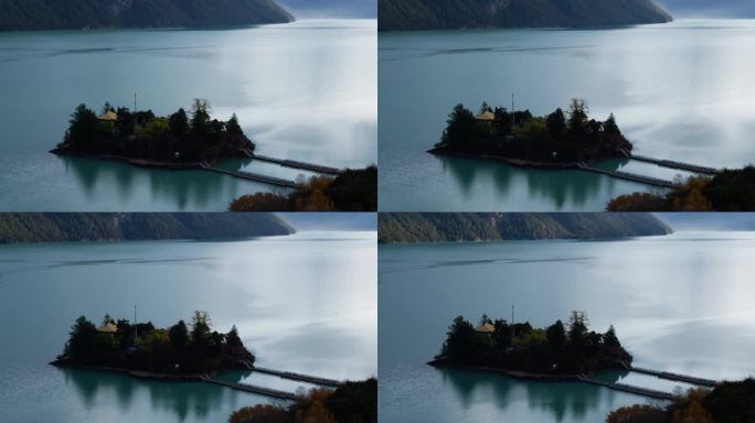 航拍 西藏 巴松措湖 5A景区 高山峡谷