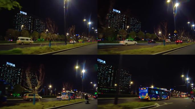 城市夜晚马路夜景汽车窗外的风景视频素材4