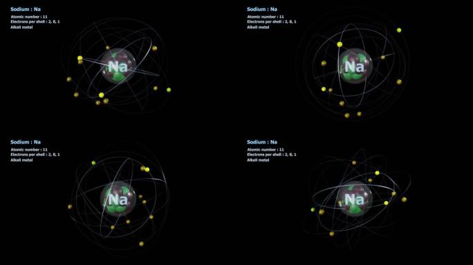 在无限轨道旋转中具有11个电子的钠原子