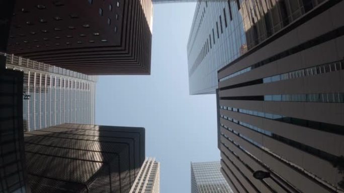商业区摩天大楼-仰望天空