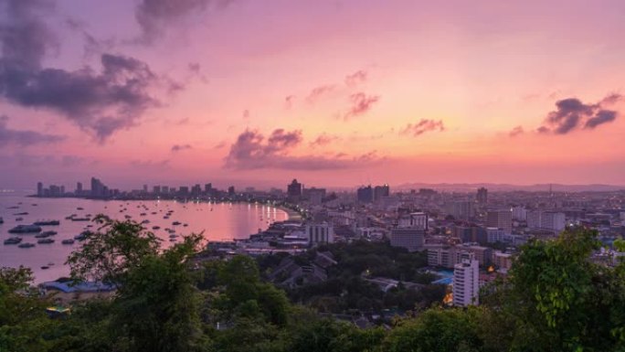 芭堤雅市昼夜时间流逝