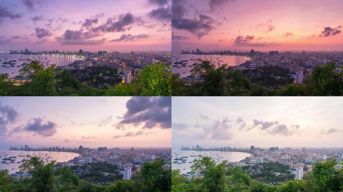 芭堤雅市昼夜时间流逝