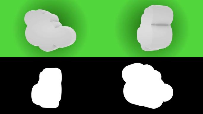 绿色背景上的云图标动画循环，带有alpha mask 4K UHD素材
