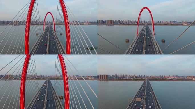 杭州之江大桥鸟瞰图，交通概念