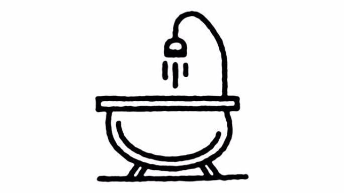 洗浴服务员手画线图标动画