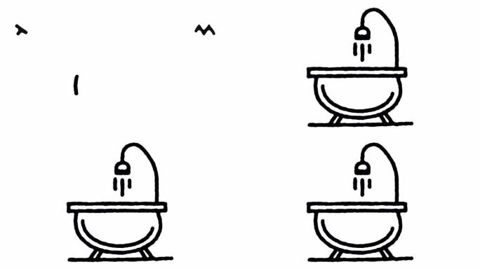 洗浴服务员手画线图标动画