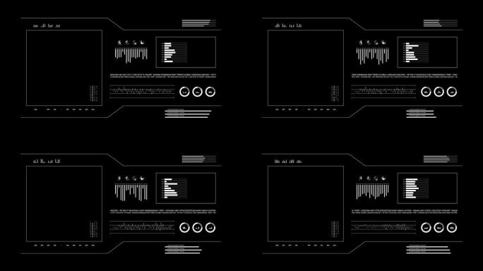 技术未来派HUD指挥控制中心动画。