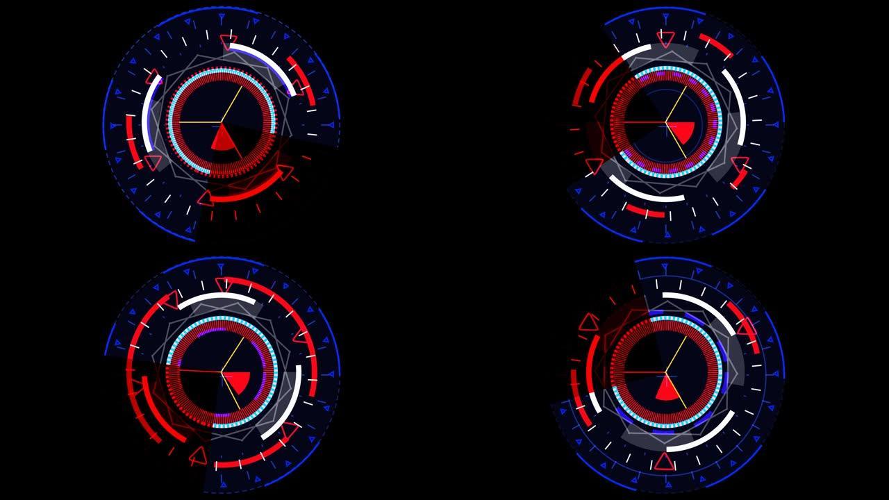 监视器数字仪表周期雷达消失右侧五环电子四分之一红色音调