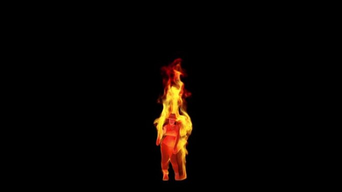 火焰中的酷女孩在做性感的舞蹈