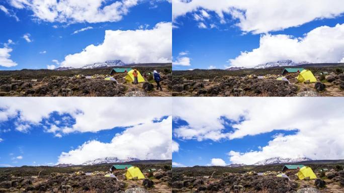 在乞力马扎罗山基地露营的帐篷。