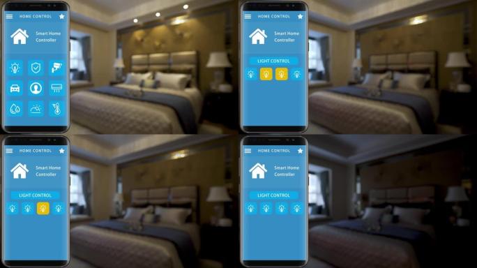 智能家居-智能家居、家庭自动化、带应用程序图标的设备