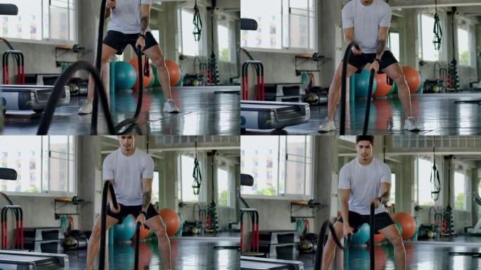 用战斗绳锻炼的人