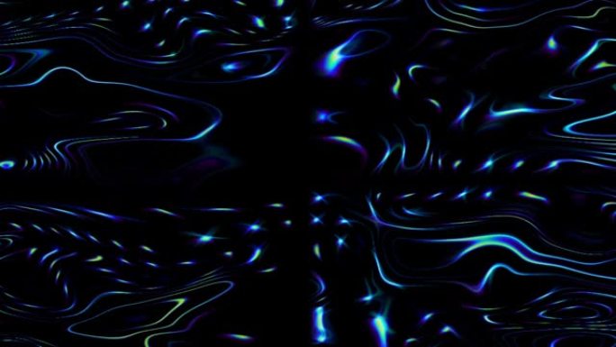 闪耀的抽象视频，发光的光控制着全彩的微妙运动，流动的水的形式，黑色的背景