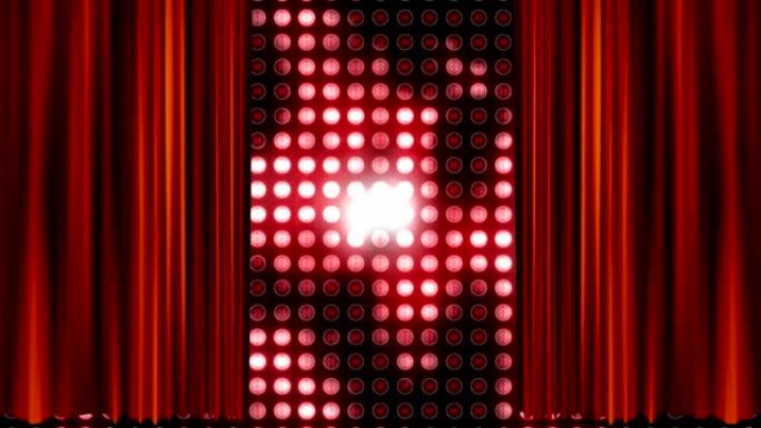 红色窗帘的动画揭示了ba中数字显示的多排红色发光