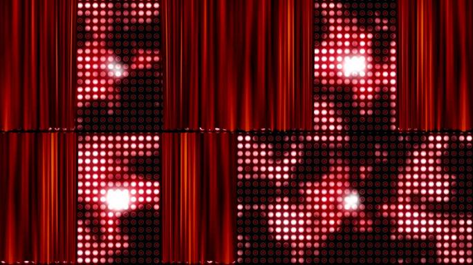 红色窗帘的动画揭示了ba中数字显示的多排红色发光