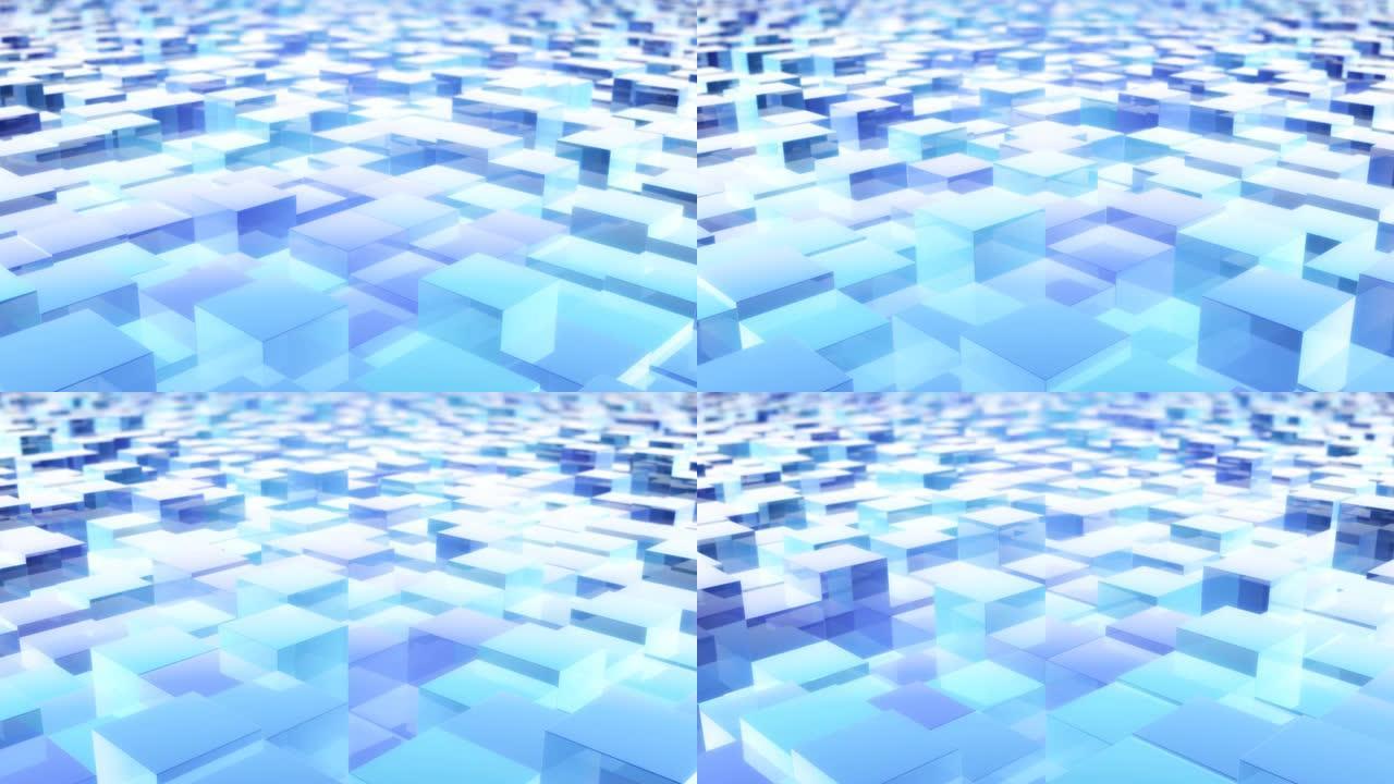反射抽象冰块领域上下浮动-4k无缝循环运动背景动画