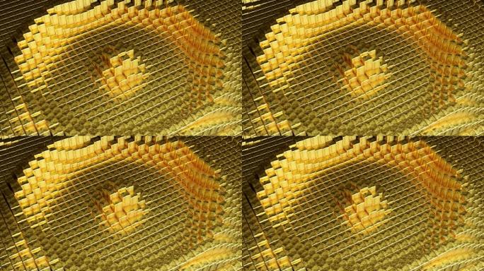 金立方面波抽象背景。3D渲染