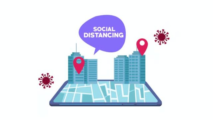 智能手机和城市景观的社交距离运动