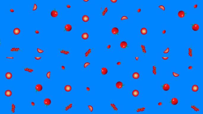西红柿组图形元素动画，无缝循环，蓝屏色键