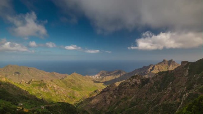 阳光明媚的一天特内里费岛山顶景观全景延时4k西班牙