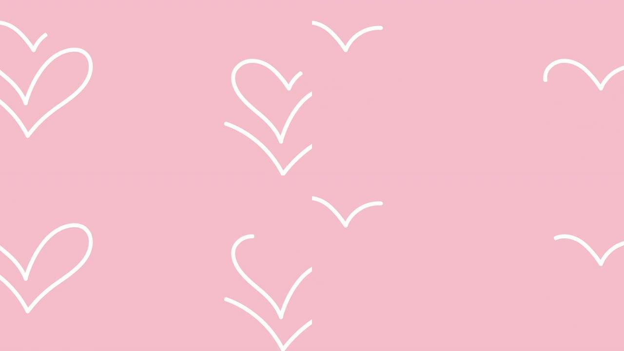 两个单线蓬勃发展的红色恋人心脏动画标志。情人节卡片手工书法。视频贺卡装饰、婚礼请柬、设计元素