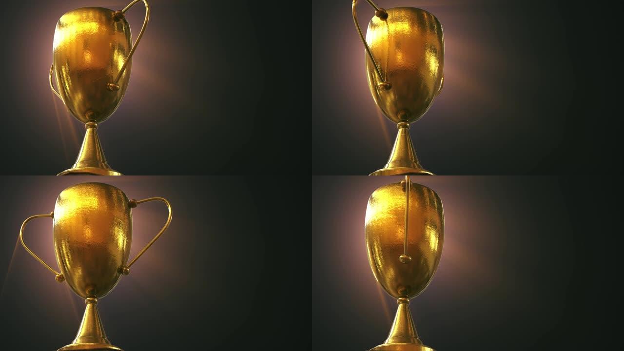 带灯的3D奖杯合成背景视频素材