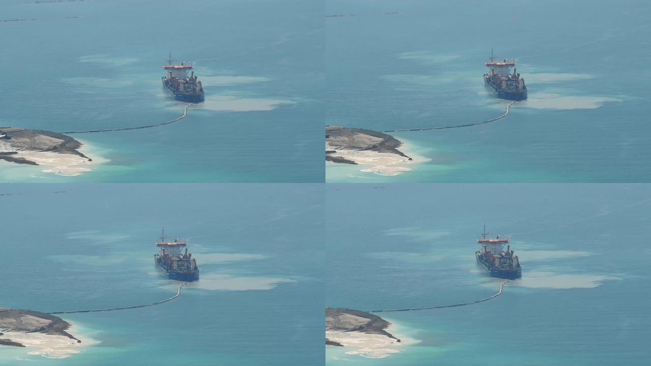 疏浚船在迪拜创造新岛