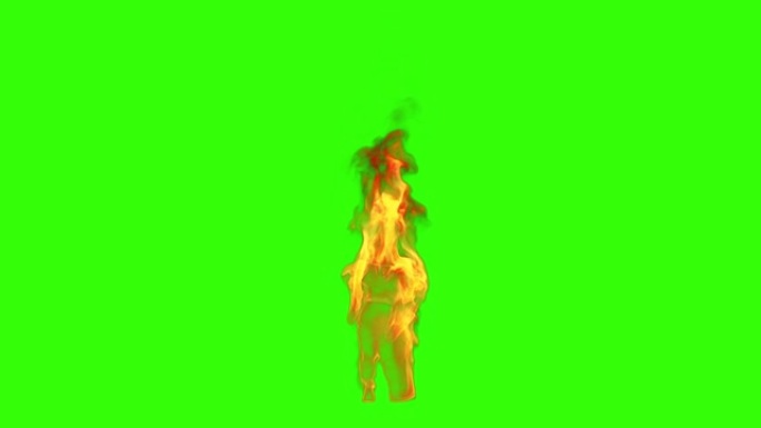 火焰中的酷女孩剪影做性感的舞蹈，绿屏Chromakey
