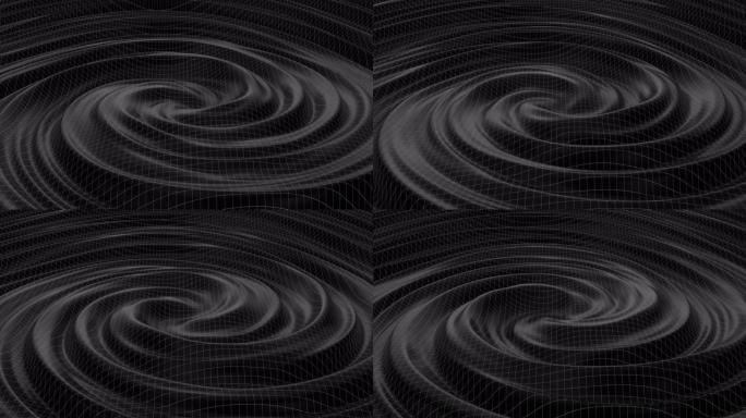 缓慢旋转黑暗表面涡旋。无限循环3d动画