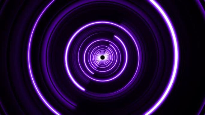 霓虹环形紫色旋转圈背景隧道