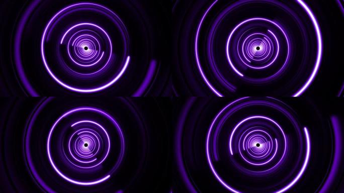 霓虹环形紫色旋转圈背景隧道