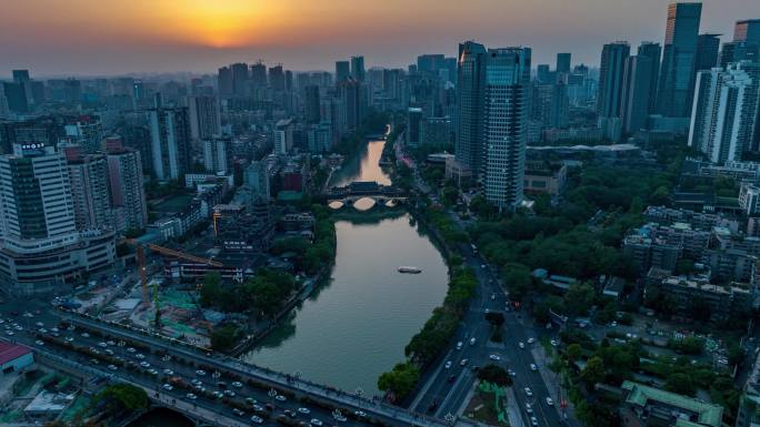 九眼桥合江亭日落夕阳夜景延时素材