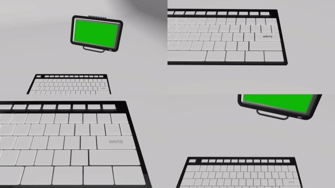 4K 3D绿屏电脑键盘写