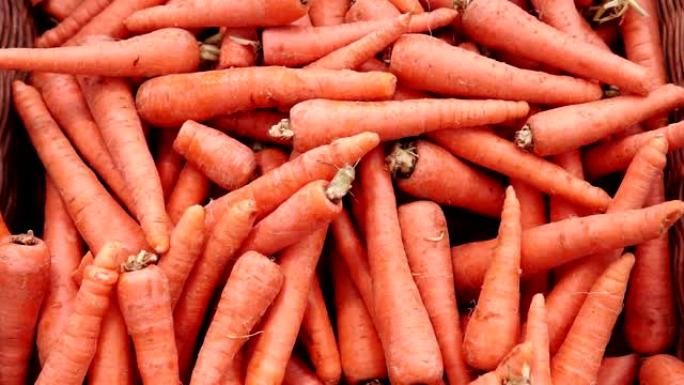 胡萝卜蔬菜背景，当地农产品市场。