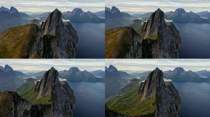 挪威森贾岛的风景鸟瞰图