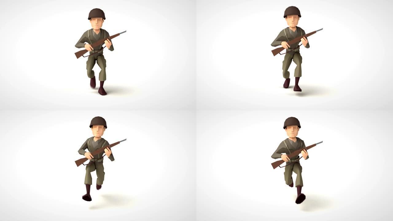3D电子游戏角色跑步士兵