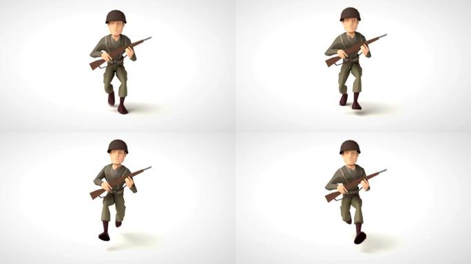 3D电子游戏角色跑步士兵