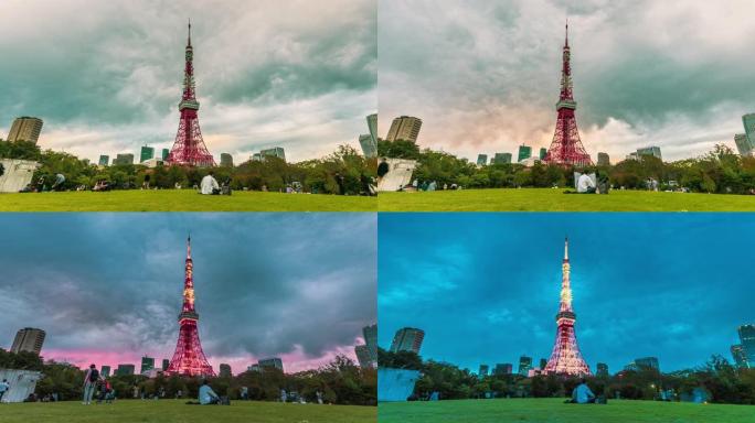 日本天际线城市景观的东京塔