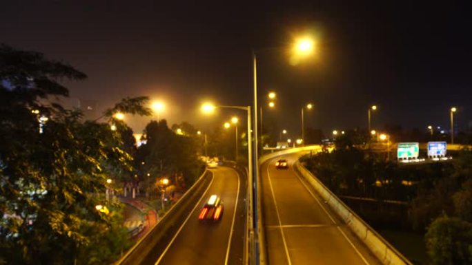 极速前进夜间交通双曲线桥路灯长时间曝光模糊清除