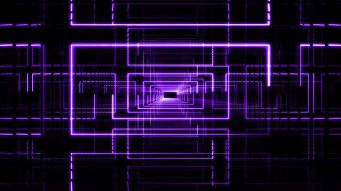 3D霓虹紫环线走廊